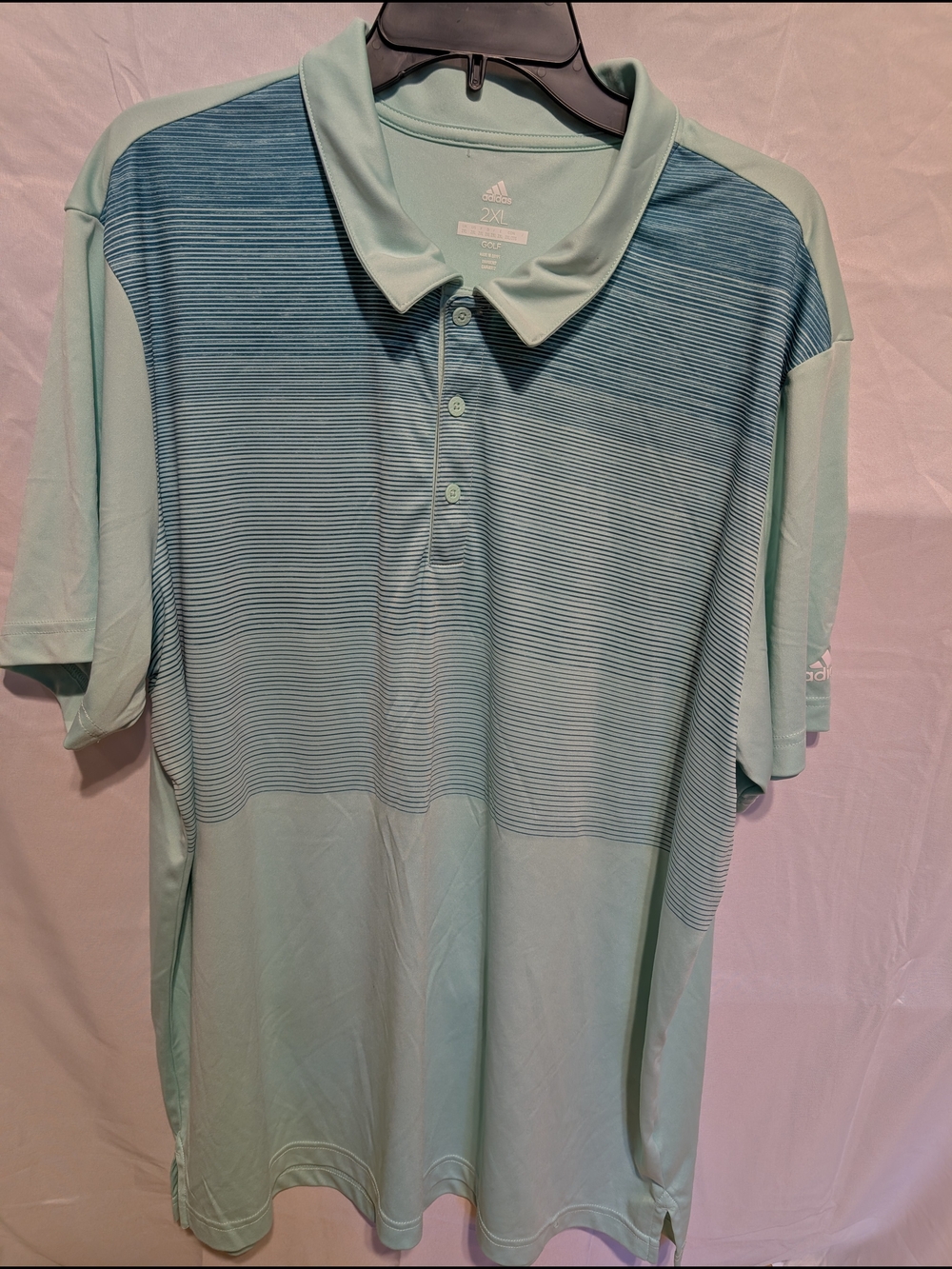 Adidas Men’s Mint Green Gradient Polo Golf Shirt